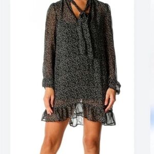 Free People Women's Sheer Tiered Dress Dainty Cottage Whimsical Rose Print Large
